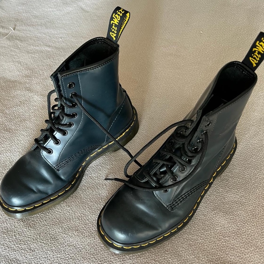 Dr. Martens Smooth Leather Lace Up Boots - Navy Blue - Women’s Size 7